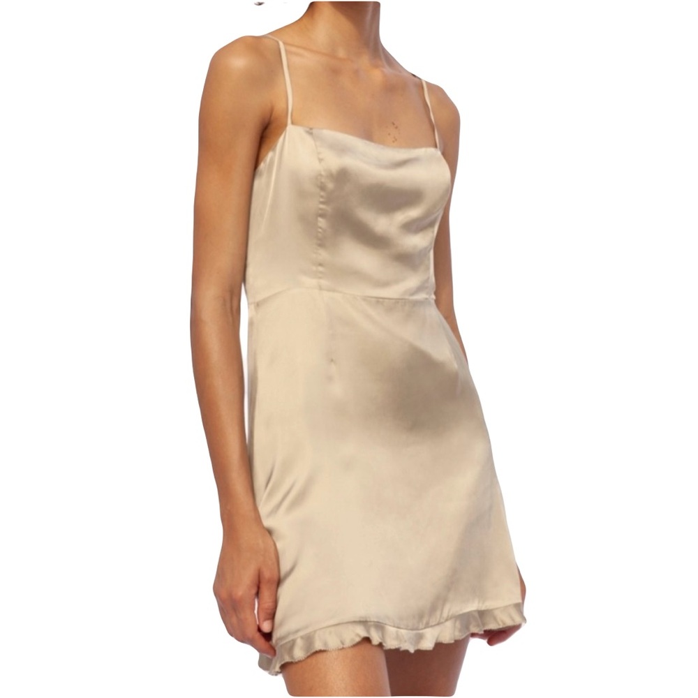 Aritzia Wilfred Skye Beige Satin Dress 4